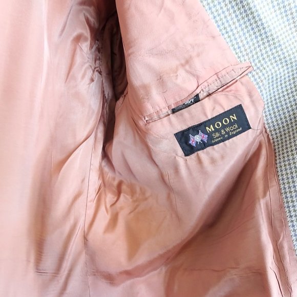 Abraham Moon Vintage Houndstooth Unionmade Silk & Wool Suit Jacket - Picture 12 of 14